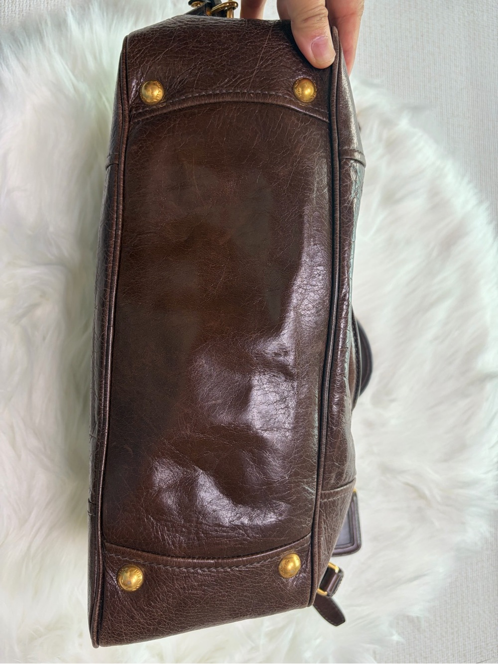 PRADA Brown Leather Satchel Bag - Picture 11 of 15